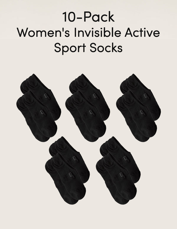 10-Pack Women's Invisible Active Sport Socks