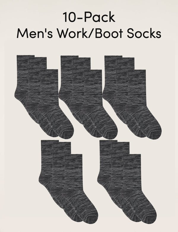 10-Pack Men's Work/Boot Socks
