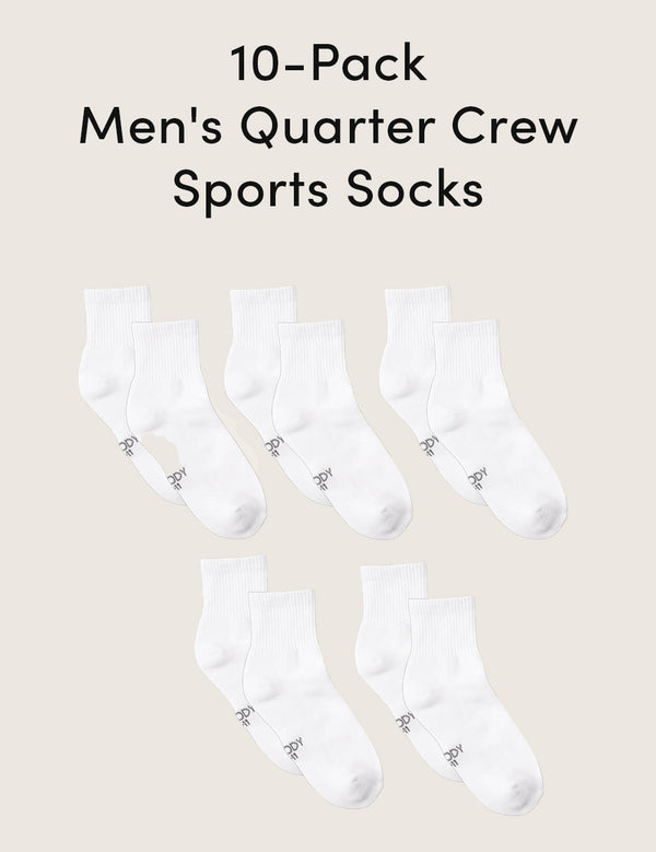 10-Pack Men's Quarter Crew Sports Socks