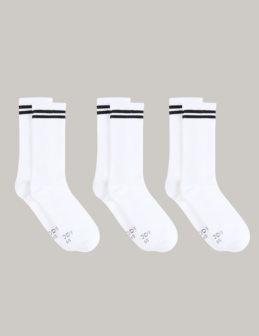 3-Pack Striped Cushioned Crew Socks