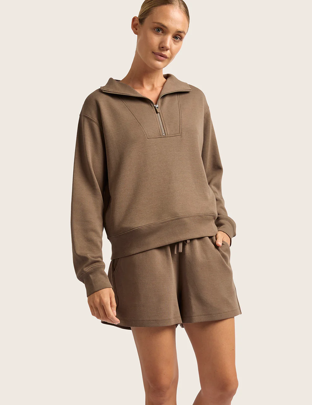 Sweatshirt med Halv Lynlås