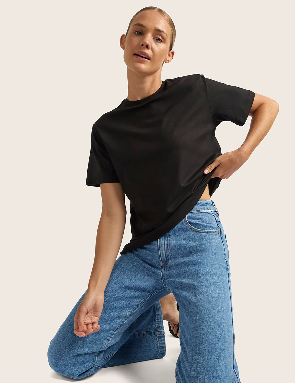 Classic T-shirt med Rund Hals