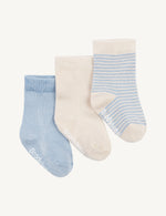 Baby sokker - Bambus - 3-pak - Lyseblå/Natur | Boody Baby