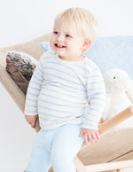 Langærmet stribet top - Lyseblå/Natur | Boody Baby