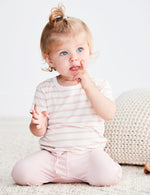 Stribet T-shirt - Lyserød/Natur | Boody Baby