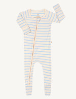 Stribet langærmet heldragt med fødder - Lyseblå/Natur | Boody Baby