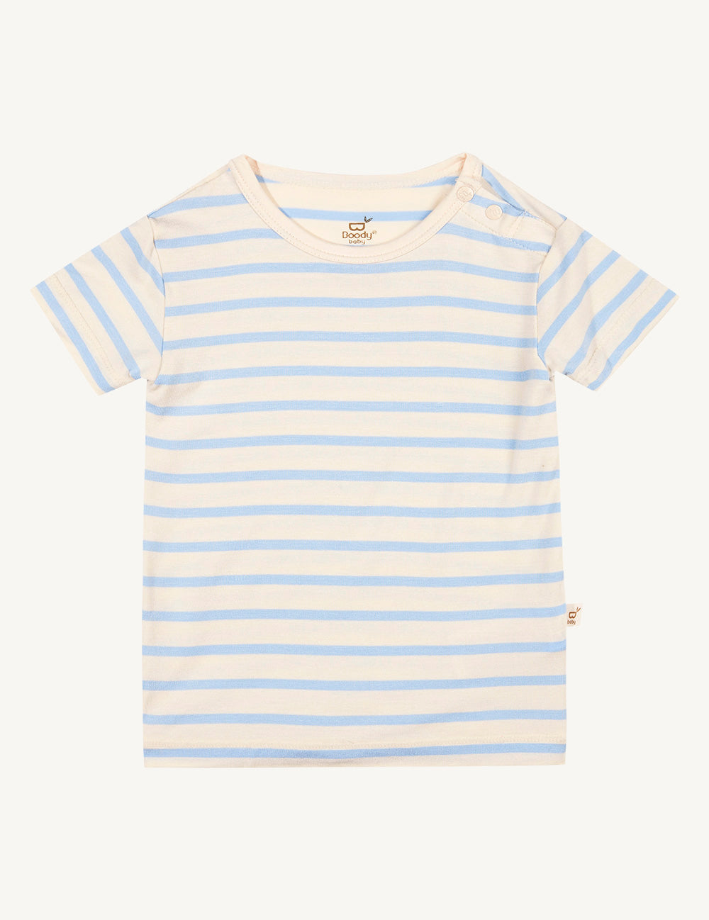 Stribet T-shirt - Lyseblå/Natur | Boody Baby