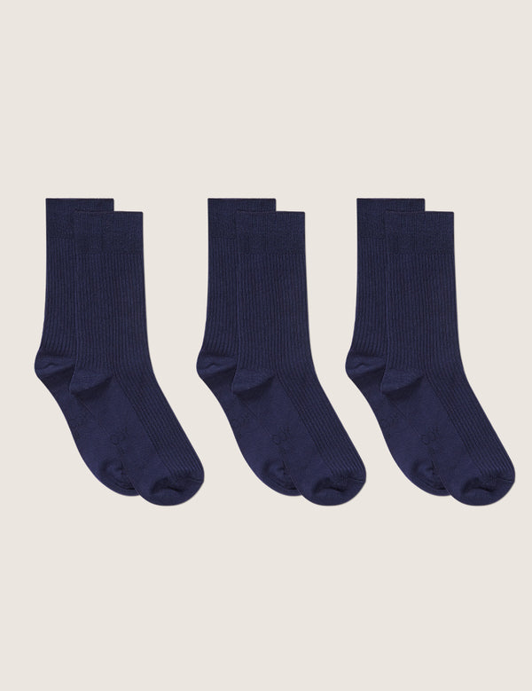 3-Pack Women's Ribbed Crew Socks