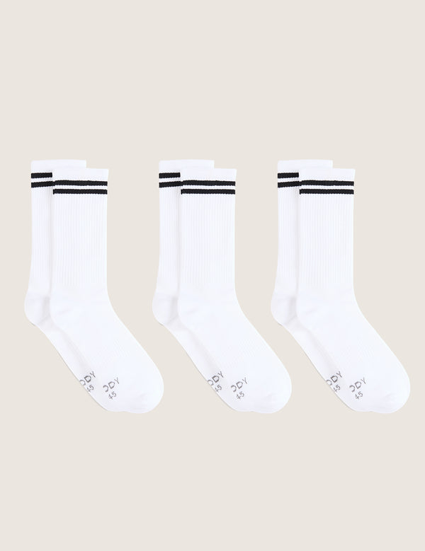 3-Pack Women's Striped Cushioned Crew Socks