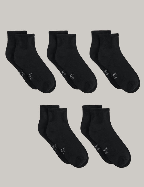 5-Pack Cushioned Quarter Crew Socks