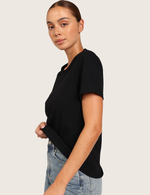 Ribbet T-shirt med Rund Hals