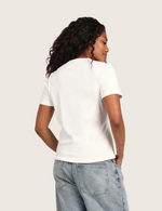 Ribbet T-shirt med Rund Hals