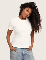 Ribbet T-shirt med Rund Hals