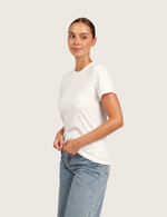 Ribbet T-shirt med Rund Hals