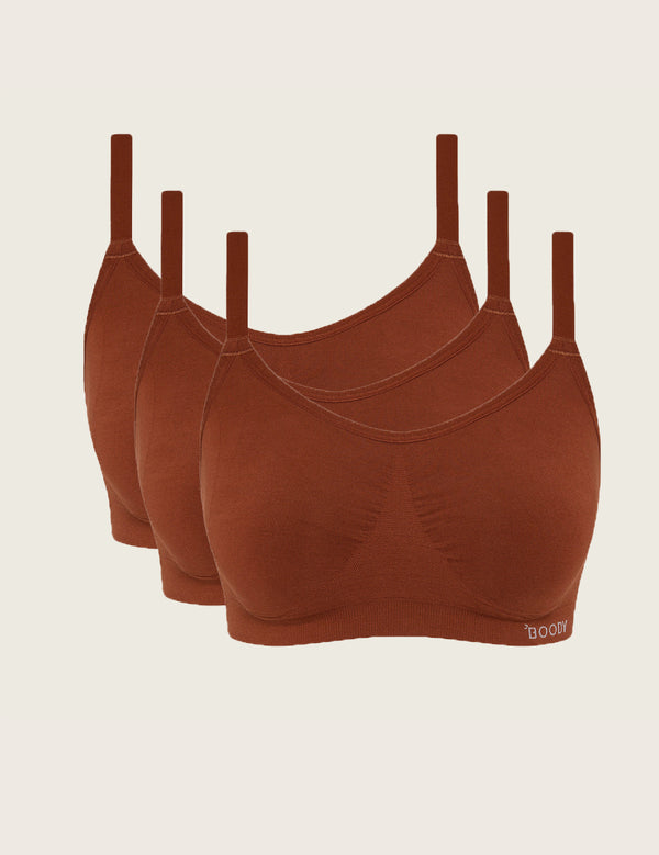 3-Pack Full Bust Wireless Bra - Rust