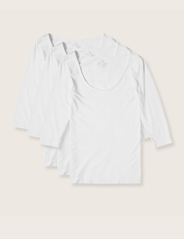 3-Pack Scoop Top - Hvid